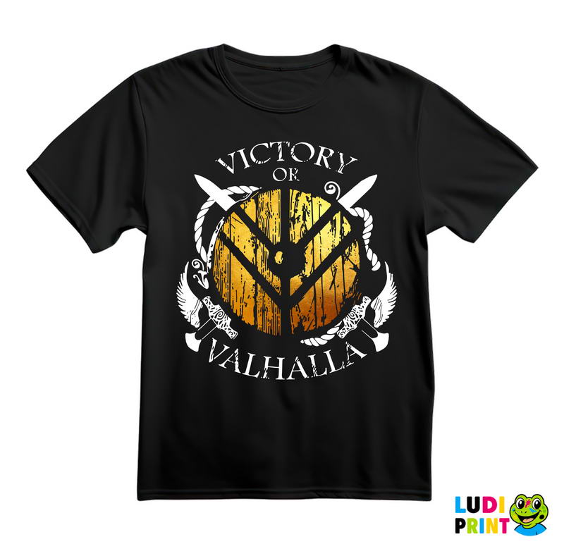 Victory Or Valhalla - Gold Shield - Vikings - Majica