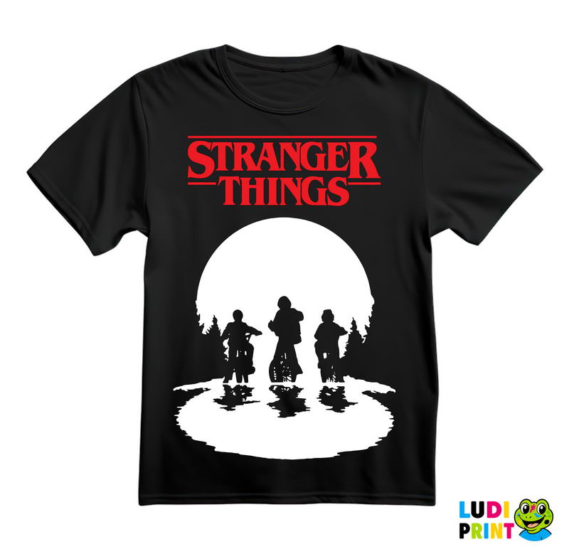 Mike, Dustin And Lucas - Red Logo - Stranger Things - Majica