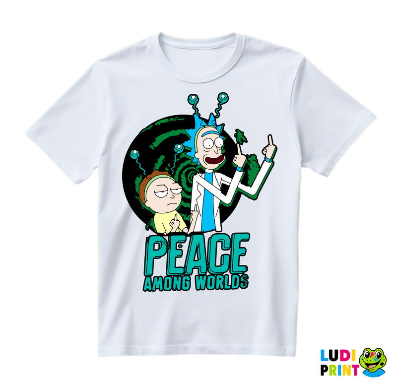 Peace Among Worlds Middle Fingers - Rick And Morty - Majica