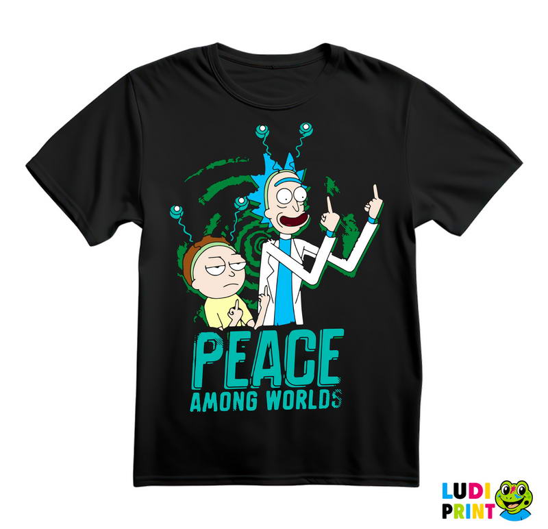 Peace Among Worlds Middle Fingers - Rick And Morty - Majica