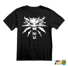 White Wolf Splash Logo Red Eyes - The Witcher - Majica