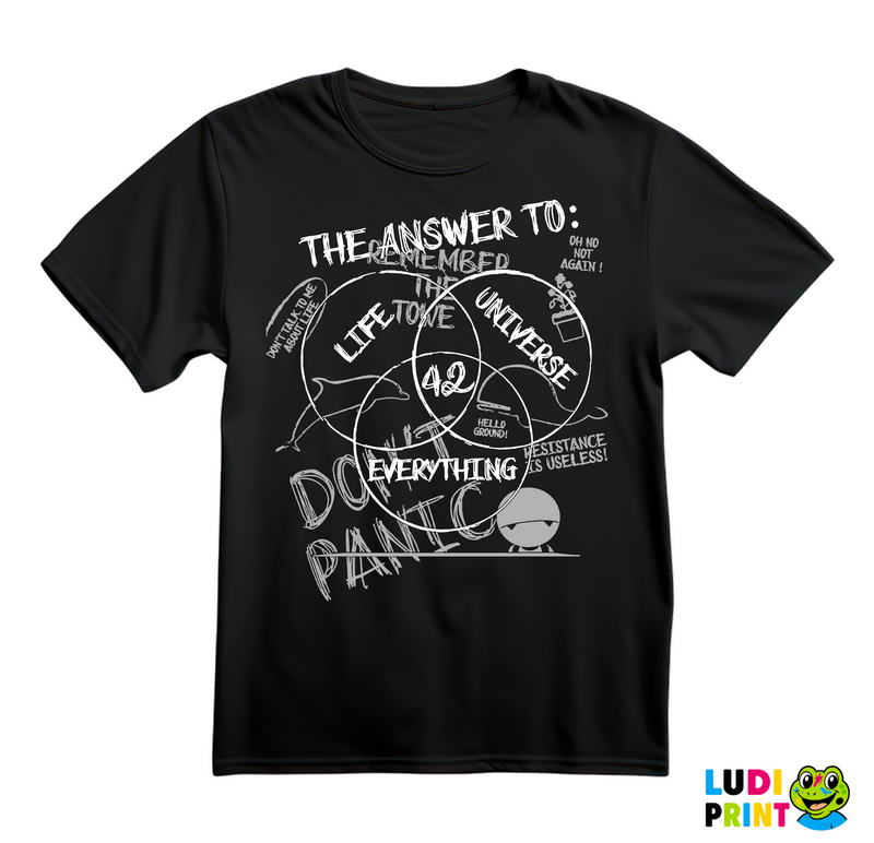 Don't Panic - 42 The Answer To: Life Universe Everything - The Hitchhiker's Guide to the Galaxy - Geek - Majica
