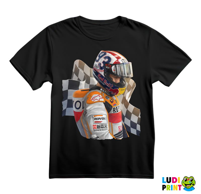 Marquez And A Finish Line Flag - 93 - MotoGP - Sport - Majica