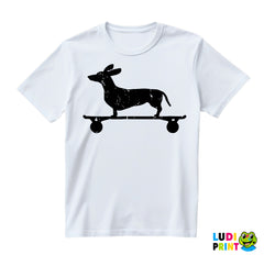 Dacshund On Skate - Silhouette - Jazavičar - Pas - Dog - Majica