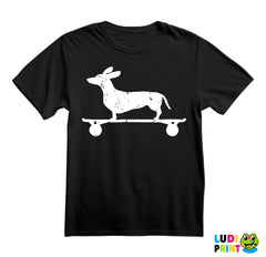 Dacshund On Skate - Silhouette - Jazavičar - Pas - Dog - Majica