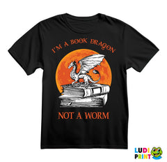 I'm A Book Dragon Not A Worm - Orange Moon - Books - Čitanje - Knjige - Majica