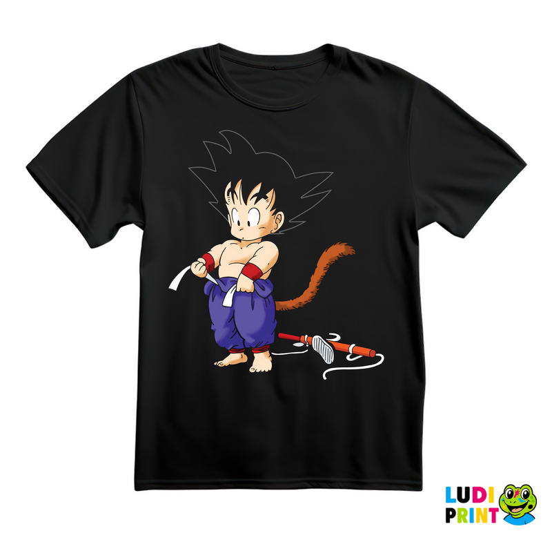 Tying His Belt - Goku - Dragon - Ball - Majica